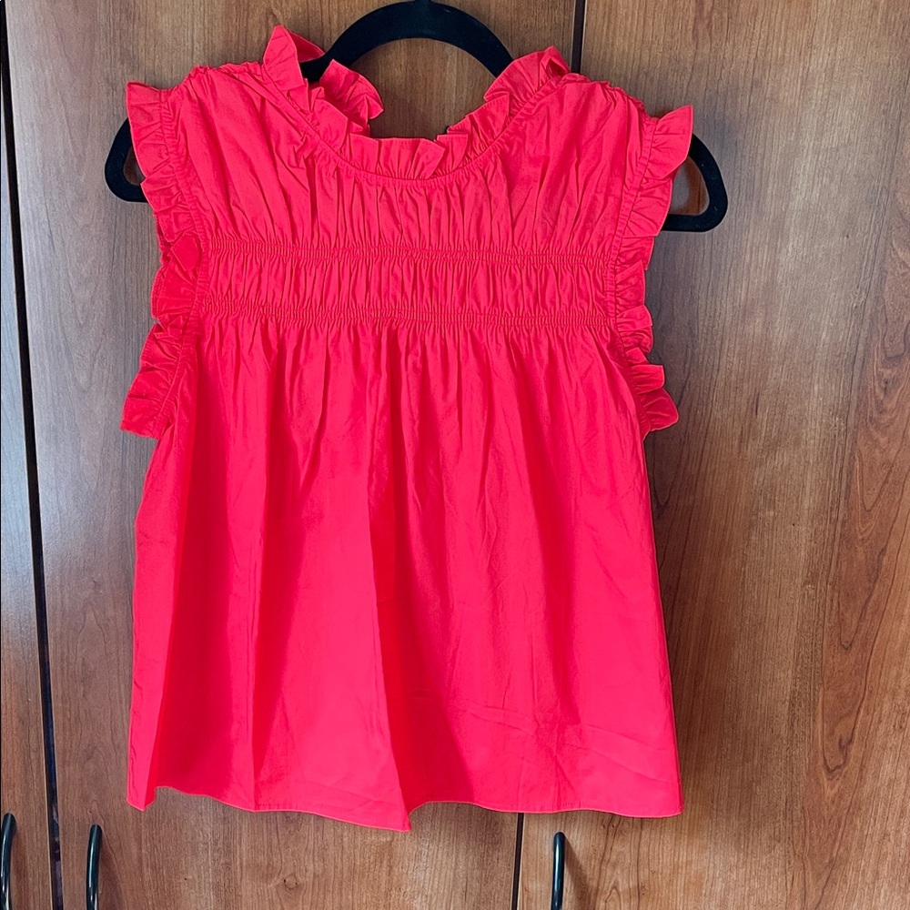Aqua Women's Ruffled Red Blouse